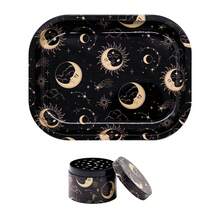 这款两件套包括一个卷烟托盘和一个50毫米研磨器。这款多功能研磨器，锌合金材质，四层设计，搭配金属卷烟托盘，是一款非常适合圣诞节/生日礼物或派对礼品的家用工具。