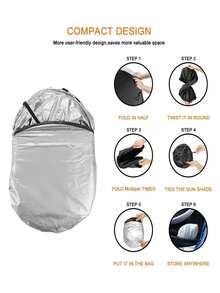 Middle Size Foldable Car Windshield Sun Shade, Automotive Accessories For Front Windshield Sun Visor, Summer Warm Protection, Reflective Car Front Window Sunshade | Durable 190T Material Blocks UV And Heat Protection | Car Interior Accessories