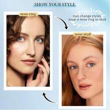 18G Opal Nose Ring, 8mm/10mm, Hypoallergenic 316L Surgical Stainless Steel - Suitable For Nostril/Septum Piercings And Cartilage Piercings, Unisex, Ideal For Everyday Wear, Promotes Healing, Designed For New Piercings, Comfortable To Wear, And Won't Interfere With Sleep. - AB Color - View 9