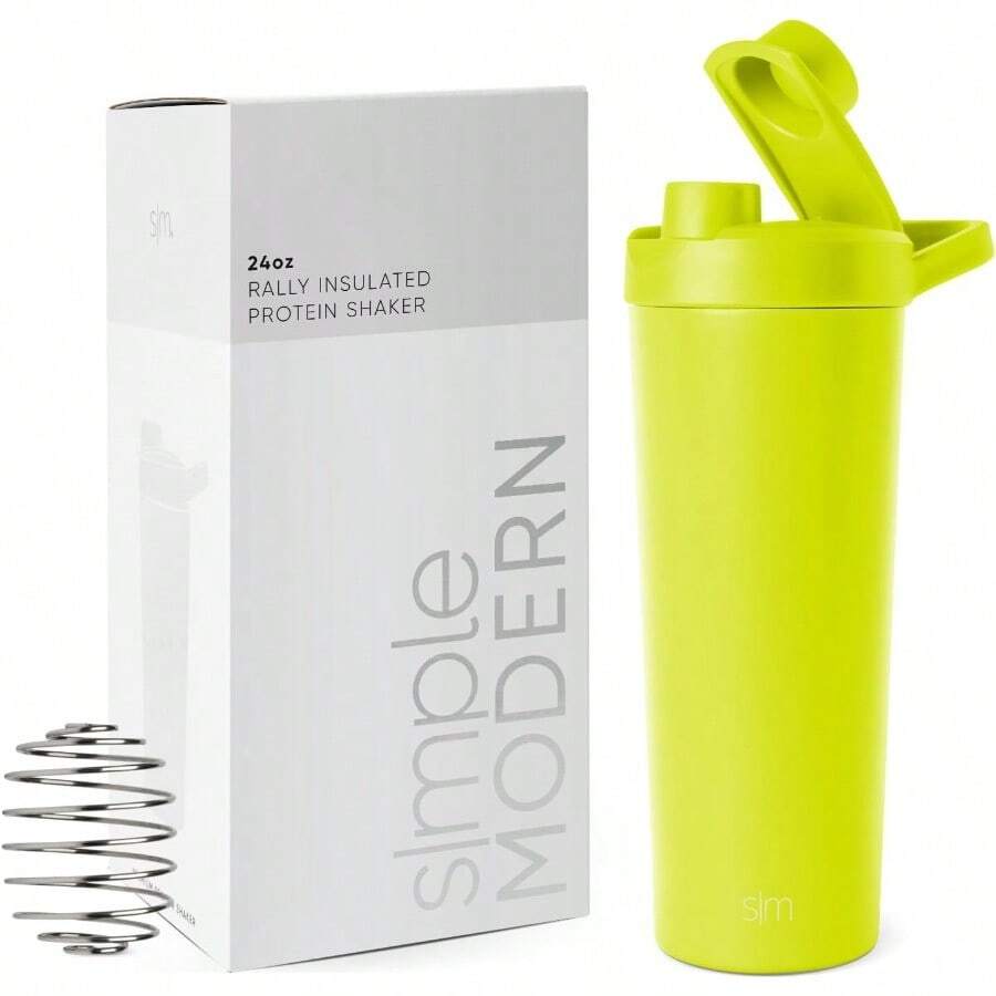 GSYY  Stains Steel Shaker Bottle With Ball 24oz Metal Ind Cup For Tein Mixes Shakes And Pre Workout Rally Collecn Chartreuse - 黑與白 - 查看 1
