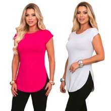 Kit Of 2 Women's Long-Sleeved Gym Tops With Butt-Covering Effect. - 白色/粉紅色 - 查看 1