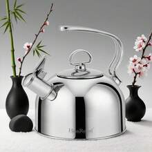 Haus Roland Ấm đun nước bằng thép không gỉ 3 lít, có chức năng tạo âm thanh khi đun sôi, thích hợp sử dụng trên bếp ga và bếp điện. - Bạc - Xem 1