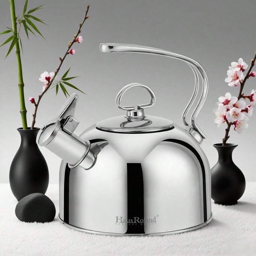 Haus Roland Ấm đun nước bằng thép không gỉ 3 lít, có chức năng tạo âm thanh khi đun sôi, thích hợp sử dụng trên bếp ga và bếp điện. - Bạc - Xem 1