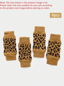 2 Pairs/4pcs Yellow Leopard Print Pet Dog Cat Leg Warmers Knee Pads, Protective Socks, Warm & Breathable Socks Suitable For Small Dogs And Cats (Product Image Shown In XL Size)