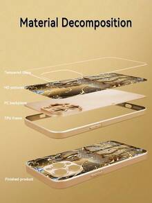 1pc Customizable Phone Case With Luxury Diamond Gold Horse Design, Tempered Glass Material, Compatible With Iphone 17 Air/16 ProMax/15 Pro/14 Plus/13 Pro/12 Pro Max/11/Xs Max/8/7/6 Plus, S24 Ultra/S25 Ultra/A12, Elegant Luxury Minimalist Design, Creative Personalized Durable Protective Case, Gift - Gold - View 6