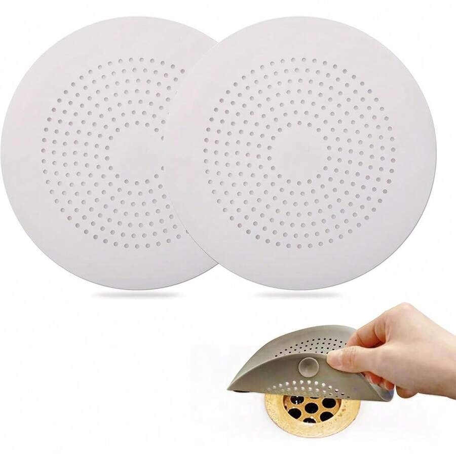 1-Piece Silicone Hair Filter Shower Drain Cover With Suction Cup, Round Bathtub And Sink Drain Protector - Anti-Clogging Bathroom/Kitchen Drain Cover, Easy To Install, Suitable For Smooth Tile Surfaces, Suitable For Drains Below 5.9inch Mm, Black (Non-Deformable And Easy To Clean), Bathroom Drain Cover, Bathtub Drain Check Valve, Used To Cover Shower Drain Hair Collector, Bathroom Drain Cover, Household Cleaning, Home Maintenance - Trắng - Xem 1