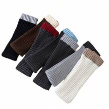 Fashionable Fashion Items Look Good, High Tube Stacked Over The Knee, Stacked Women's Socks, Autumn And Winter Warm, Fashionable, Versatile Leg Covers In Multiple Colors - 白色拼駝色 - 查看 5