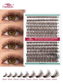 FADVAN Extensão de Cílios Misturada em Cachos Escuros/Claros com 14 Linhas, 9-16mm 30D/40D, Ventiladores Pré-Montados Termobondados DIY, Cílios Coloridos Naturais Macios e de Aparência Natural, Multi-Tipo