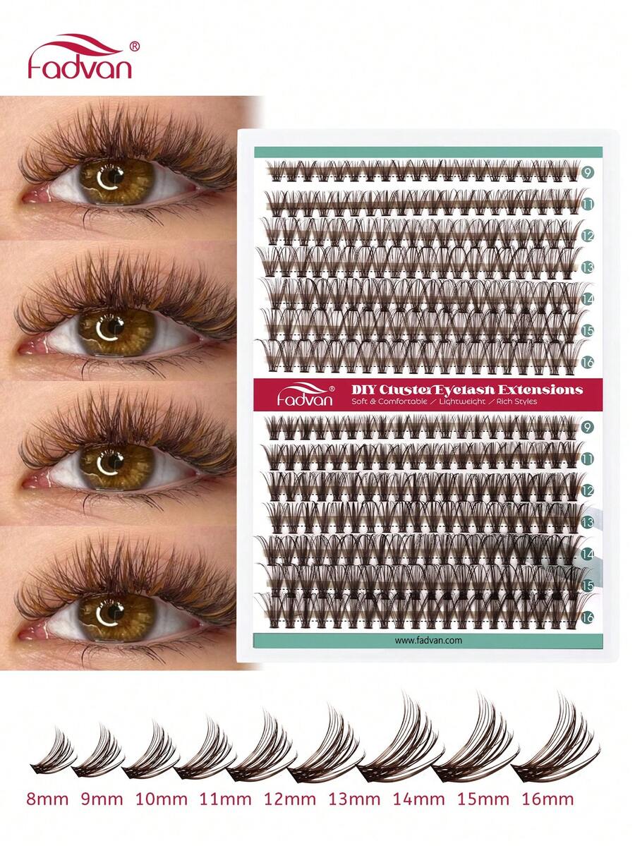 FADVAN Extensão de Cílios Misturada em Cachos Escuros/Claros com 14 Linhas, 9-16mm 30D/40D, Ventiladores Pré-Montados Termobondados DIY, Cílios Coloridos Naturais Macios e de Aparência Natural, Multi-Tipo