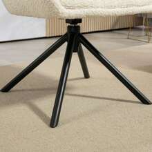 HOMCOM Armchair With Armrests, 360° Swivel, Linen Look, Metal Legs, For Living Room Or Bedroom, Cream White - White - View 7