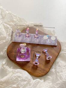 亚克力极光彩虹色矩形钻石形状美甲展示架，树脂水晶珠水钻复古韩国花朵激光 DIY 家居和户外女士母亲姐妹妻子女友婚礼美甲沙龙美容情人节使用