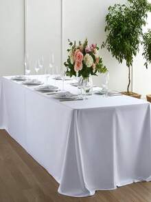 1件优雅香槟色桌布，长方形桌布，适用于婚礼装饰，可水洗重复使用，高品质涤纶缎面质感，适合婚礼、生日、餐厅、家庭聚会、户外派对等场合，可用作桌布、餐桌装饰和派对桌布。