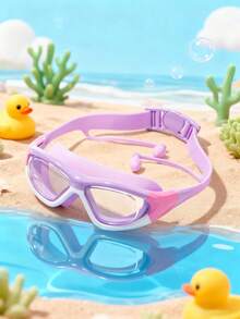 1 Piece Of Children's Anti-Fog HD Swimming Goggles, Waterproof And Anti-Fog HD Professional Diving Goggles Swimming Equipment - Silicone Earplugs Swimming Goggles, Suitable For 3-16 Years Old Children Swimming Diving Use - Multicolor - View 5