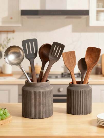 Nordic Style Resin Organizer For Spatulas, Spoons & Cooking Tools | Countertop Storage Solution For Modern Kitchens, RVs & Small Spaces. Keep Utensils Tidy, Accessible & Stylish With Sleek Design That Complements Minimalist Decor