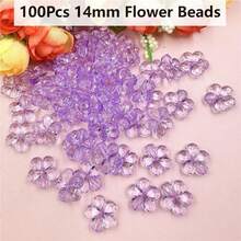 100Pcs 14mm Multicolor Spacer Loose Beads With Hole Flower Shape Handmade Material - 100 hạt cánh hoa 14mm - Xem 13