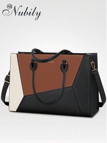 Waterproof Laptop Tote Bag For Women: 15.6 Inch Large Work Bag For Teachers & Office Professionals, Business Computer Briefcase With Organizer Pockets - Đen, nâu và trắng - Xem 10