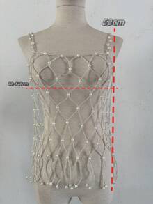 DEKUNER New Tassel Body Chain Top, Korean Style Pearl Loose Camisole Top Without Straps, Can Be Paired With Shirts, Sweaters, Multiple Colors, Suitable For Christmas Decoration - Silver - View 5