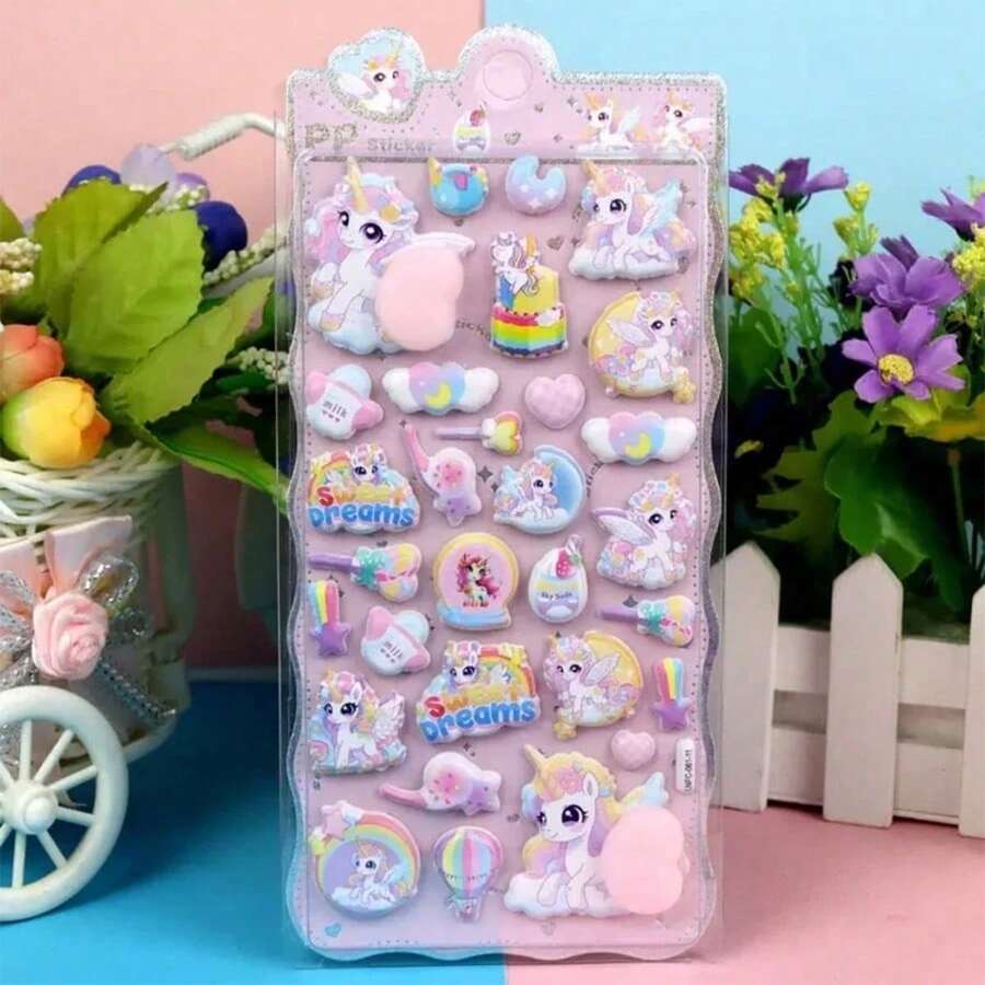 可爱柔软的立体贴纸、贴花、图案贴纸、DIY手机壳贴纸、手账贴纸、3D贴纸、封条、糖果滴落贴纸、糖果飘落贴纸、贴纸书、DIY手册等等。适合日常使用，也是儿童生日或返校礼物、贴纸收藏的绝佳选择。 - 彩色 - 查看 1