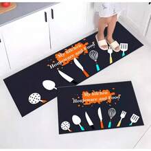 Kitchen Mats, 2-Piece Set, Sizes 38x58 Cm And 38x118 Cm Respectively - Dark Blue China Pattern - IDee Home - 藍色 - 查看 1