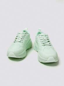 MASKERT Zapatillas de mujer, con suela gruesa, con cordones, zapatos para correr, de estilo minimalista, con superficie de malla, ligeros, con suela blanda, cómodos, con absorción de impactos