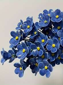 1/4支手工捏制陶瓷勿忘我花，手工陶瓷花，“蓝色之爱”匠心打造，不易褪色，永不凋谢，适合情人节和婚礼场地室内外装饰——情人节完美礼物之选，室内装饰，艺术家居装饰，可爱人造花 - 彩色 - 查看 9