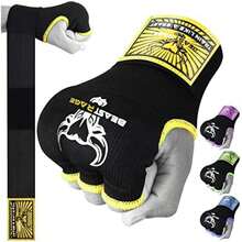 BEAST RAGE Guantes de Boxeo de Gel para Manos MMA 75 cm Largo Acolchados elásticos Saco Boxeo rápido Entrenamiento Muay Thai Vendas UFC para Hombres Mujeres y niños(XL adulta Amarillo) - Multicolor - Ver 2