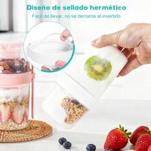 ¡Recomendado4 tazas de yogur de cereales con tapa y cuchara(Más 3 cepillos de limpieza),Recipientes de Avena 300 ml + 500 ml,a prueba de fugas, de yogur portátil, de harina de avena reutilizable¡Top de Temporada - 1 - Ver 5