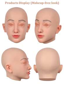 Cute Girl Cosplay Silicone Full Head Mask With Realistic Skin Texture, See-Through Vision And Audio Function, Suitable For Costume, Christmas, Halloween, Home Use, Private Party And Masquerade Ball, Unisex - Multicolor - View 2