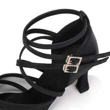 Women'S Latin Dance Shoes, Fashionable Silver Dance Sandals, Ankle Strap Design High-Heeled Dance Shoes, Mesh Salsa Dance Shoes, Ballroom Performance Practice Dance Shoes