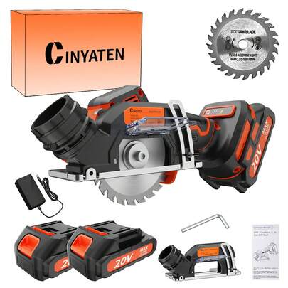 20V Single-Hand Electric Circular Saw With 2.0Ah Battery, Weight 2.65lbs/Fast Charger/Saw Blade/ 2500RPM/Max Cutting Depth1.18inch / Wood, Soft Metal, Plastic