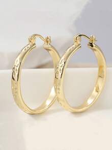 经典复古女士耳环，优雅印花设计，日常、度假和派对的完美配饰 - 金色 - 查看 5