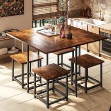 Mesas de Comedor, Mesas de Comedor 4 Personas - Mesas Comedors 4 sillas Robusto y Ahorra Espacio (80x80cm, marrón rústico) (Color Retro) - Café integral - Ver 3