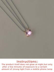 ATLVXJL 2件套夜光情侣/友谊项链套装，渐变粉色和金色半心形宇航员设计，休闲饰品，适合日常佩戴和节日礼物