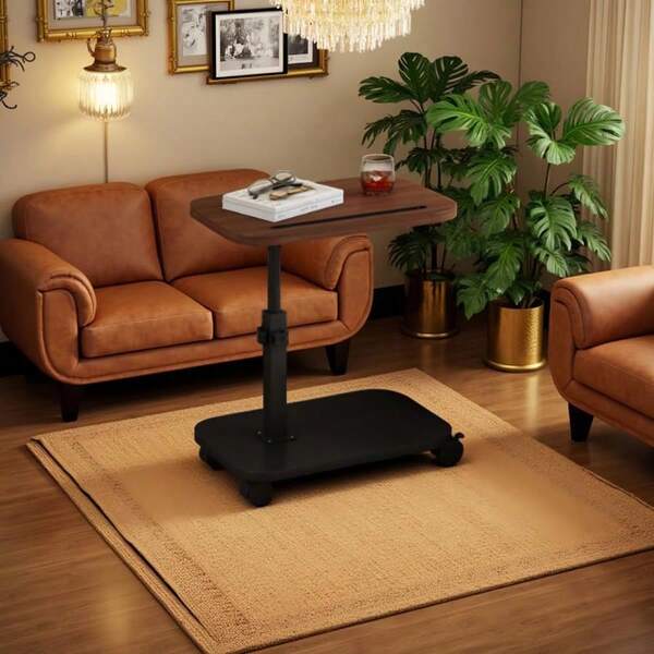 Tray Table For Couch, 360�� Swivel Height Adjustable End Table For Small Spaces, C Shaped Side Table For Living Room, ...