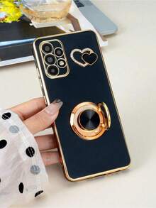 1pc Black Shockproof Phone Case, 1pc Black 6D Rotating Holder, 1pc Black Rhinestone Heart-Shaped Phone Case, Suitable Compatible With Apple Phones / Matching Phone Cases / Phone Cases With Lanyard / Phone Cases With Wrist Strap / Fashion Phone Cases - Black - View 11