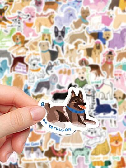 56张可爱手绘风格狗狗贴纸，卡通防水贴纸，适用于节日装饰、礼品包装、笔记本电脑、剪贴簿、行李箱等，美观的乙烯基贴纸，适合青少年和成人，装饰贴纸，学习用品，返校季