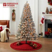 Falda para árbol de Navidad de 48 pulgadas de punto - Falda roja para árbol de Navidad de punto trenzado - Falda rústica gruesa de punto para árbol de Navidad de estilo granja - Decoraciones para - Crema - Ver 10