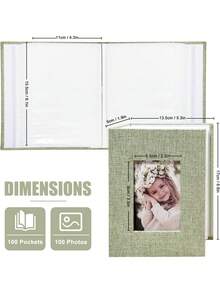 4x6英寸亚麻封面相册，可容纳多达100张4R照片，适合家庭聚会、婚礼、旅行、宝宝和节日照片。 - 彩色 - 查看 6