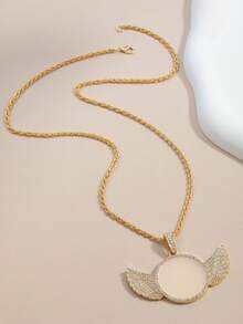 Fashionable European & American Hip-Hop Style Rhinestone Wing Pendant Necklace, Versatile & Unique Valentine's Day Accessories - Necklace - View 2