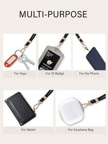 1 件黑色尼龙颈带手机挂绳，适用于身份证徽章夹和钥匙，配有手机绳，可爱的教师挂绳，适用于信用卡、通行证、手机饰品配件，配有金属钥匙圈，是送给女士、男士、职员、学生、老师、朋友的绝佳礼物，万圣节学校汽车配件，哥特 Y2k - 彩色 - 查看 5