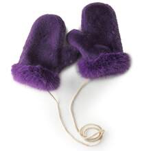 Furry Gloves Winter Korean Version Cute Versatile Plush Warm Gloves Solid Color Mink Fur Mittens - 橘色 - 查看 9