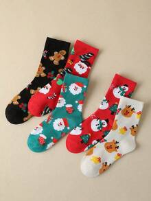 1/5/10 Pairs Cartoon Print Socks, Comfortable Cute Christmas Socks, Women's Socks - Multicolor - View 2