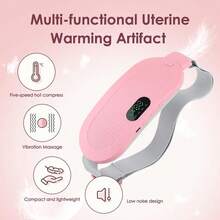 Cordless Heating Pad For Period Cramps: Portable Menstrual Heating Belt With 3 Heat Levels 4 Massage Modes - Wearable Waist Heating Pad For Women Girls - 粉色 - 查看 5
