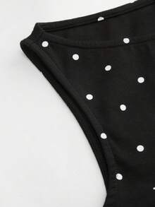 女士时尚深V领系带波点褶皱抹胸上衣休闲黑色 - 黑色 - 查看 2