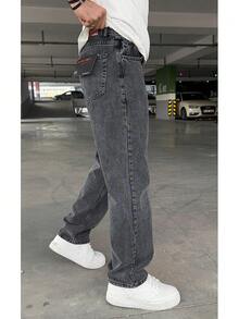 Men's Casual Versatile Solid Color Denim Jeans - Grey - View 3
