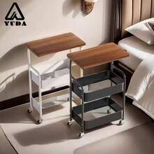 YUDA Carro Almacenamiento Multiusos De 3 Niveles Mesa De Madera,Carrito de Almacenamiento de Metal de 3Niveles, Carrito de Servicio Multifunción,Carrito de Metal con Ruedas Bloqueables, para Sala de Estar, Cocina,Baño,Oficina,Etc.1 pieza Carrito de utilidad metálico de 3 niveles, carrito con ruedas con cubierta de madera, organizador de almacenamiento con ruedas con ruedas bloqueables para cocina, oficina, dormitorio, almacenamiento de papelería, libros, cosméticos, juguetes, refrigerios, documentos, se puede colocar debajo del escritorio o al lado de la cama, carrito de utilidad versátil y ahorra espacio para apartamentos pequeños - Multicolor - Ver 6