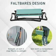 Outsunny Gardening Knee Bench, Folding Garden Stool, Knee Support Up To 150 Kg, EVA Foam, Steel, Dark Green, 58 X 28 X 49 Cm, For Comfortable Gardening Work On Site - 1 - 查看 2
