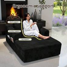 47'' Boneless Cloud Sofa Bed – Deep Seat Cushion No Assembly Required, Modern Fluffy Loveseat Couch For Living Room & Bedroom,For Small Spaces, Apartment, Movie Night - 黑色 - 查看 8