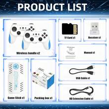 YIYI X10 Pro 2025 New Retro Game Console Game Stick, Built In 50000+ Retro Games 51 Emulator Console,4K HD Output Plug And Play Retro Gaming Stick,Cortex-A55,Plug & Play Video Games For TV 128G 1pc (Blue/White) - Nhiều màu - Xem 6