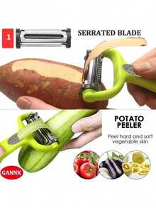 1 cái dụng cụ gọt rau củ đa năng, thiết kế lưỡi xoay 3 trong 1 với chức năng bào sợi, thích hợp để gọt vỏ khoai tây, táo và các loại rau củ khác. Dụng cụ gọt hình chữ I và chữ Y phù hợp với trái cây, rau củ, khoai tây, cà rốt, dưa chuột. Thiết kế lưỡi xoay 3 trong 1 với chức năng bào sợi. - Nhiều màu - Xem 6